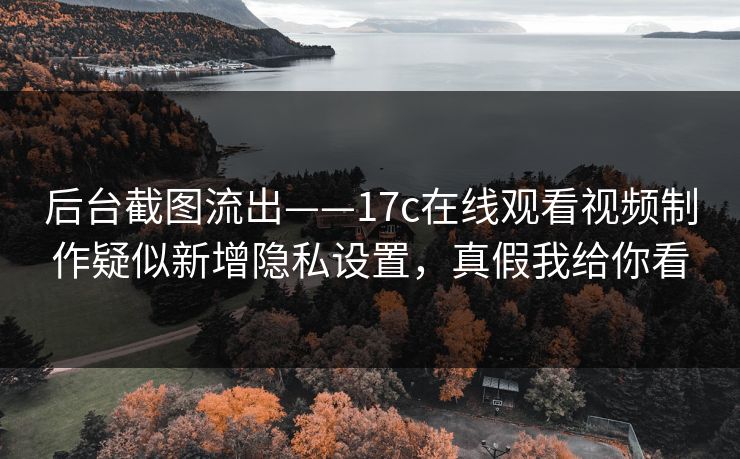 后台截图流出——17c在线观看视频制作疑似新增隐私设置，真假我给你看